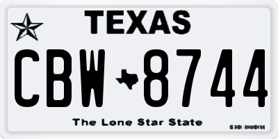 TX license plate CBW8744