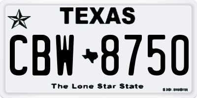 TX license plate CBW8750
