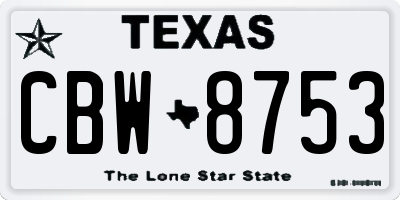 TX license plate CBW8753