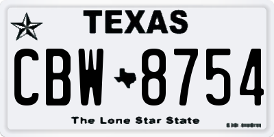 TX license plate CBW8754