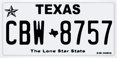 TX license plate CBW8757