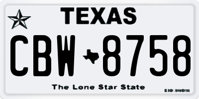 TX license plate CBW8758