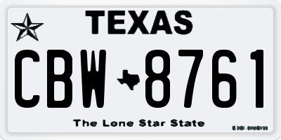 TX license plate CBW8761