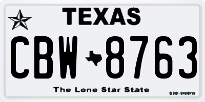 TX license plate CBW8763