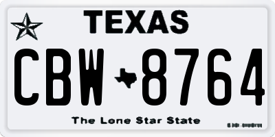 TX license plate CBW8764
