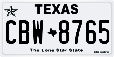 TX license plate CBW8765