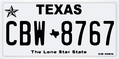 TX license plate CBW8767