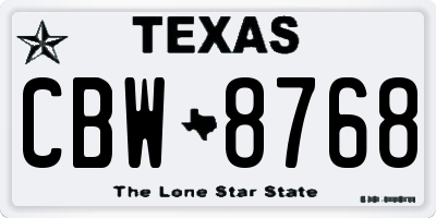 TX license plate CBW8768
