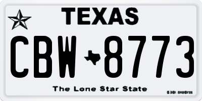 TX license plate CBW8773