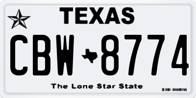 TX license plate CBW8774