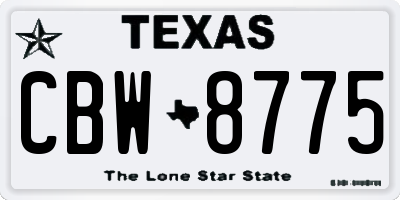 TX license plate CBW8775