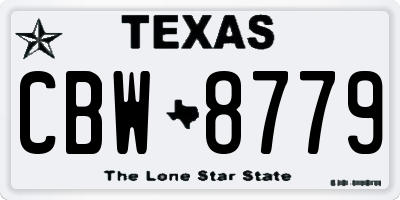 TX license plate CBW8779