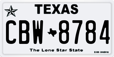 TX license plate CBW8784