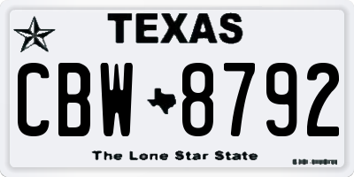 TX license plate CBW8792