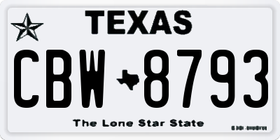 TX license plate CBW8793