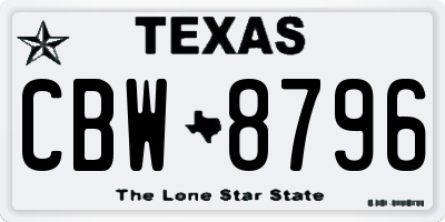 TX license plate CBW8796