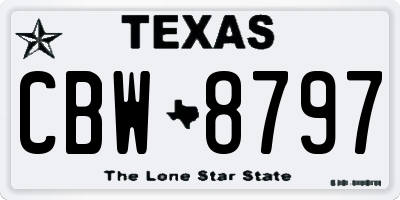 TX license plate CBW8797