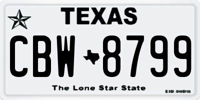 TX license plate CBW8799