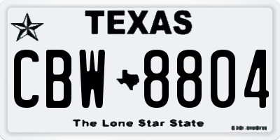 TX license plate CBW8804