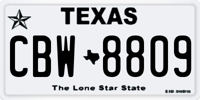 TX license plate CBW8809