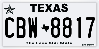 TX license plate CBW8817