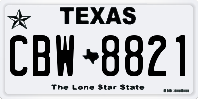 TX license plate CBW8821