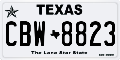 TX license plate CBW8823