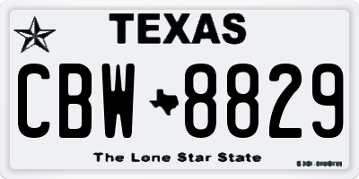 TX license plate CBW8829