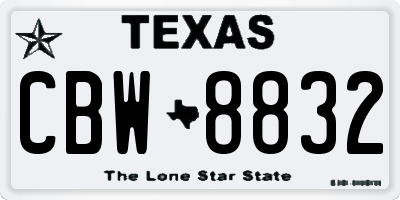 TX license plate CBW8832