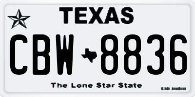 TX license plate CBW8836