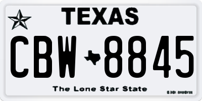 TX license plate CBW8845