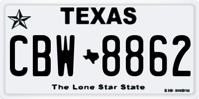 TX license plate CBW8862