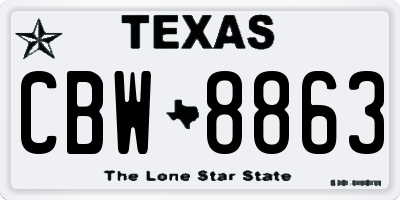 TX license plate CBW8863