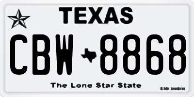 TX license plate CBW8868
