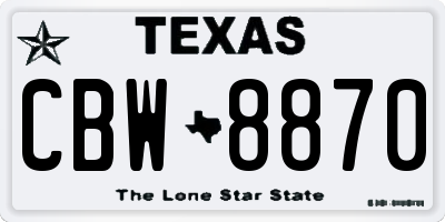 TX license plate CBW8870