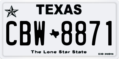 TX license plate CBW8871
