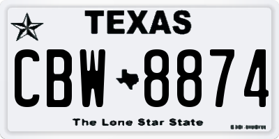 TX license plate CBW8874