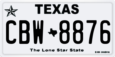 TX license plate CBW8876