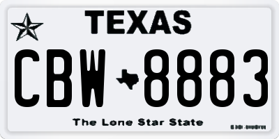 TX license plate CBW8883
