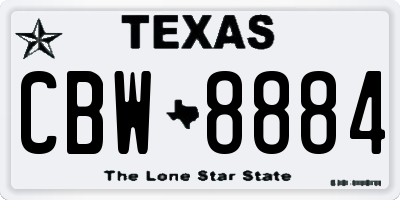 TX license plate CBW8884
