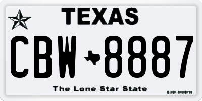 TX license plate CBW8887