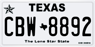 TX license plate CBW8892