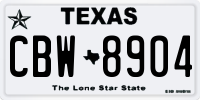 TX license plate CBW8904