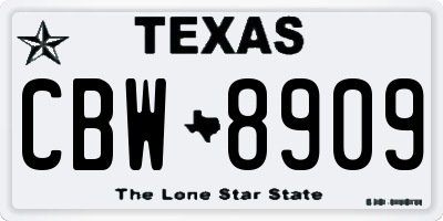 TX license plate CBW8909