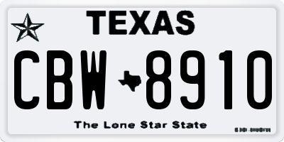 TX license plate CBW8910