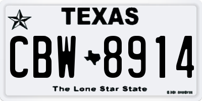 TX license plate CBW8914