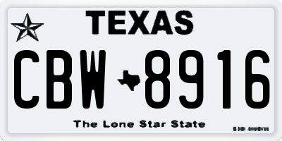 TX license plate CBW8916
