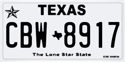 TX license plate CBW8917