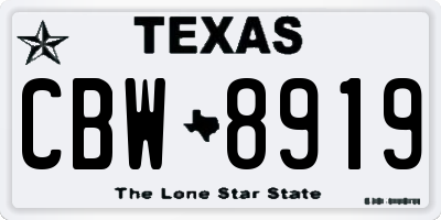 TX license plate CBW8919