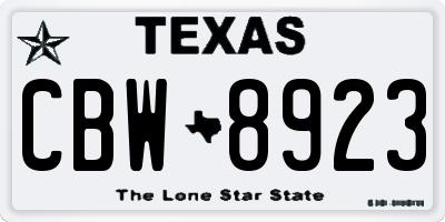 TX license plate CBW8923